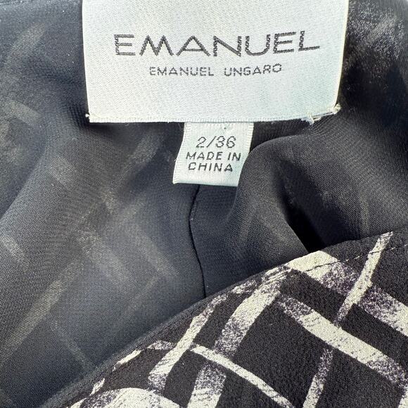 🖤 Emanuel by Emanuel Ungaro Black & White Silk Wrap Skirt – Y2K Print - Picture 4 of 6